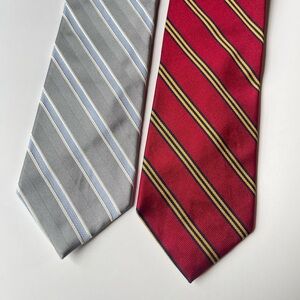 Lot of 2 Brooks Brothers Gray and Red Striped Ties